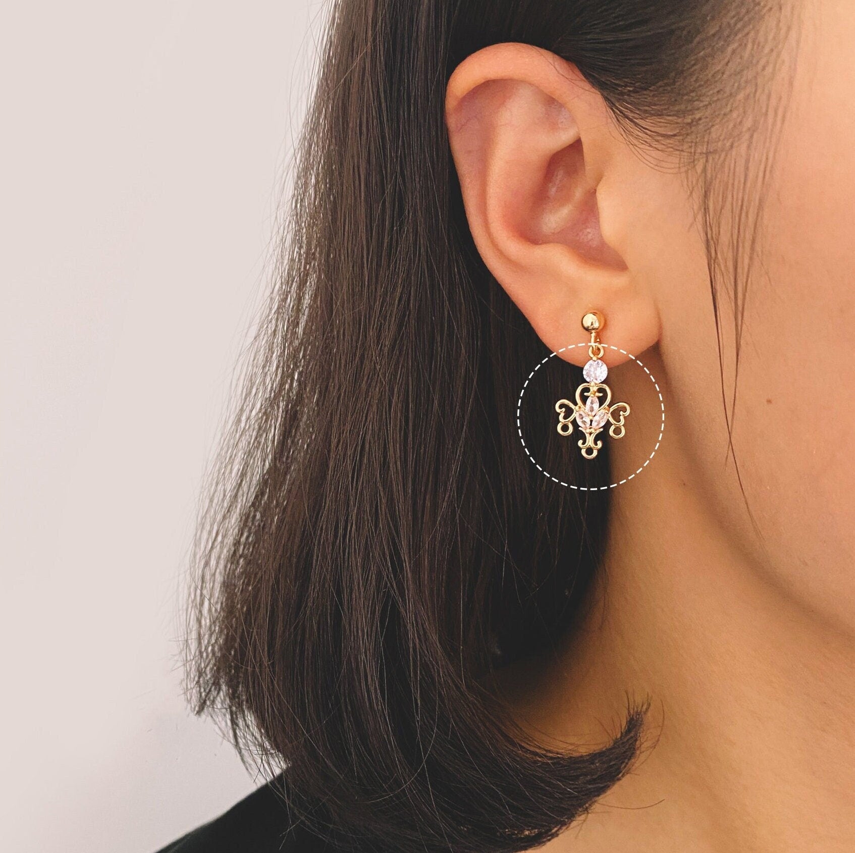 4pcs CZ Pave Gold Filigree Charms, 18K Gold plated Brass, Connector With Loops (GB-2535-E)